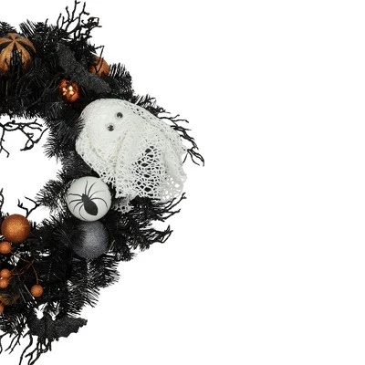 Northlight Orange Ornaments And Ghost Halloween Pine Wreath, 24-Inch, Unlit 5 Northlight Orange Ornaments And Ghost Halloween Pine Wreath, 24-Inch, Unlit - Image 3