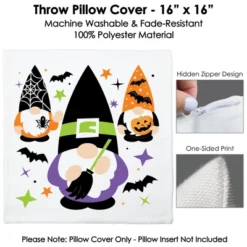 Big Dot Of Happiness Halloween Gnomes - Spooky Fall Party Home Decorative Canvas Cushion Case - Throw Pillow Cover - 16 X 16 Inches -Halloween Home Decor Store GUEST 0a15ef20 ca84 4847 9c21 766099508051