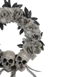Northlight Double Skull And Gray Roses Halloween Wreath, 16-Inch, Unlit -Halloween Home Decor Store GUEST 0c48446c 21f9 493e 9611 5b7b1c4251ee