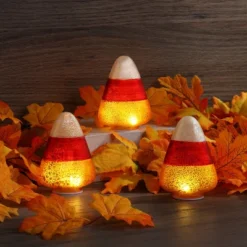 Mr. Halloween Mercury Glass LED Candy Corn Lights - 5"- Set Of 3