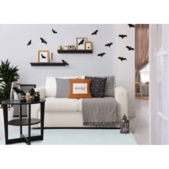 16"x16" Halloween Spooky Ticking Square Throw Pillow - E By Design -Halloween Home Decor Store GUEST 0e57c45f 130b 4b64 9283 ed8470708eb1