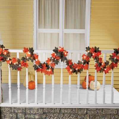 Collections Etc Halloween Lighted Leaf Garland Decoration 3 Collections Etc Halloween Lighted Leaf Garland Decoration