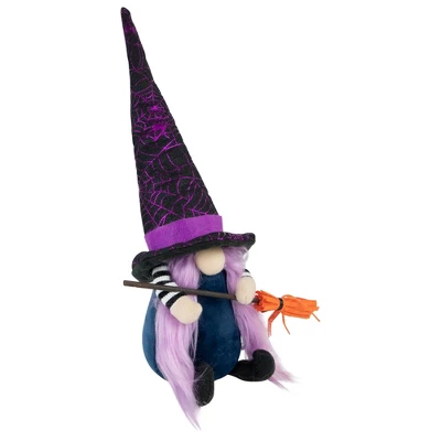 Northlight 14" Black And Purple Witch Gnome With Broom Indoor Halloween Figure 4 Northlight 14" Black And Purple Witch Gnome With Broom Indoor Halloween Figure - Image 2