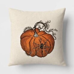 Pumpkin With Spider Cotton Square Halloween Throw Pillow Ivory - Threshold™ -Halloween Home Decor Store GUEST 1ecd4b9d 2a11 42dc a5f9 a644f4927d75