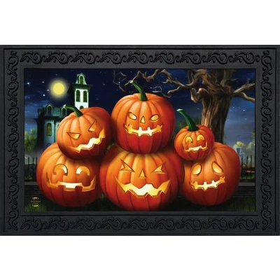 Briarwood Lane Spooky Jack O'Lanterns Halloween Doormat Indoor / 3 Briarwood Lane Spooky Jack O'Lanterns Halloween Doormat Indoor /