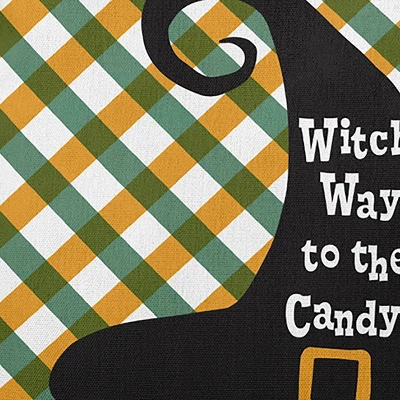 16"x16" Halloween Witch Way To The Candy Square Throw Pillow - E By Design 3 16"x16" Halloween Witch Way To The Candy Square Throw Pillow - E By Design
