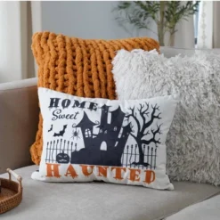 13"x18" Sweet Haunted Home LED Halloween Lumbar Throw Pillow White - Lush Décor -Halloween Home Decor Store GUEST 24cb9193 74bc 4434 aca5 f91cc5cfc787