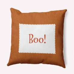 16"x16" Halloween Boo Ticking Square Throw Pillow - E By Design -Halloween Home Decor Store GUEST 2ad93320 79e6 4ff4 a7d4 0f1be8172c76