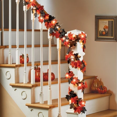 Collections Etc Halloween Lighted Leaf Garland Decoration 4 Collections Etc Halloween Lighted Leaf Garland Decoration - Image 2