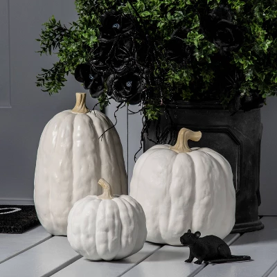 Falloween Large Sheltered Porch Pumpkin White Halloween Decorative Sculpture - Hyde & EEK! Boutique™ 3 Falloween Large Sheltered Porch Pumpkin White Halloween Decorative Sculpture - Hyde & EEK! Boutique™