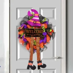 Halloween Home Decor Store 22 Barton Witch Halloween Wreath Witch Legs Decoration For Front Door, Hanging Welcome Sign Halloween Decorations