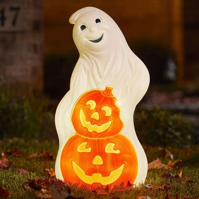 Union Products 56480 60-Watt Light Up Ghost And Pumpkin Halloween Outdoor Garden Statue Decoration Made From Blow-Molded Plastic, White/Orange 5 Union Products 56480 60-Watt Light Up Ghost And Pumpkin Halloween Outdoor Garden Statue Decoration Made From Blow-Molded Plastic, White/Orange - Image 3