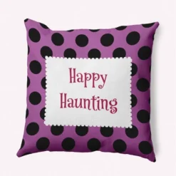 16"x16" Halloween 'Happy Haunting' Dots Square Throw Pillow - E By Design -Halloween Home Decor Store GUEST 4c286c39 feb5 4ed6 8b06 b250abfb2408