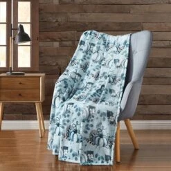 Kate Aurora Coastal Autumn Harvest Teal Halloween Pumpkin Patch Plush Oversized Accent Throw Blanket - 50 In. W X 70 In. L