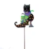 Halloween Cat In Witch's Shoe - One Garden Stakes 27.75 Inches - Black Boot - F22025 - Metal - Black