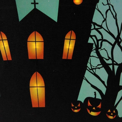 Northlight 23.5" Halloween Prelit LED Church In Cemetery Canvas Wall Art - Teal Blue/Black 5 Northlight 23.5" Halloween Prelit LED Church In Cemetery Canvas Wall Art - Teal Blue/Black - Image 3