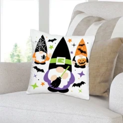 Big Dot Of Happiness Halloween Gnomes - Spooky Fall Party Home Decorative Canvas Cushion Case - Throw Pillow Cover - 16 X 16 Inches