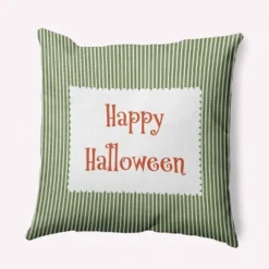 16"x16" 'Happy Halloween' Ticking Square Throw Pillow - E By Design -Halloween Home Decor Store GUEST 67a35688 2a5c 4a01 b2cc 6f80c933f67b