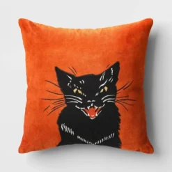 Fierce Cat Applique Cotton Velvet Square Halloween Throw Pillow - Threshold™ -Halloween Home Decor Store GUEST 75d286a9 5b9e 4de0 9d76 c71c6fcc15aa