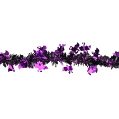 Halloween Home Decor Store 38 Northlight Black With Purple Bats Halloween Tinsel Garland - 50 Feet, Unlit