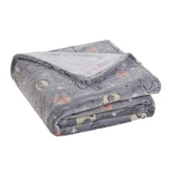 50"x70" Oversized Glow In The Dark Skelly Cats Plush Halloween Throw Blanket - VCNY Home