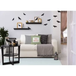 16"x16" 'Happy Halloween' Ticking Square Throw Pillow - E By Design -Halloween Home Decor Store GUEST a727fd21 df00 4b10 882a 5f4455e41dbd