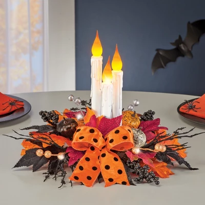 Collections Etc LED-Lighted Halloween Candle Centerpiece 13 X 13 X 11 3 Collections Etc LED-Lighted Halloween Candle Centerpiece 13 X 13 X 11