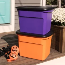 Sterilite 18 Gallon Orange Plastic Storage Container Bin Tote With Black Lid, Halloween -Halloween Home Decor Store GUEST a9f43b31 35e0 4c1a 89db e6cc67339af9