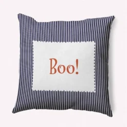 16"x16" Halloween Boo Ticking Square Throw Pillow - E By Design -Halloween Home Decor Store GUEST aaf888e8 37ff 4128 bc68 557382f75ff4
