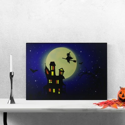 Northlight Fiber Optic And LED Lighted Witch In The Moon Halloween Canvas Wall Art 12" X 15.75" 3 Northlight Fiber Optic And LED Lighted Witch In The Moon Halloween Canvas Wall Art 12" X 15.75"
