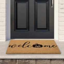 Northlight Natural Coir Pumpkin "Welcome" Halloween Doormat 18" X 30"