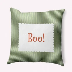 16"x16" Halloween Boo Ticking Square Throw Pillow - E By Design -Halloween Home Decor Store GUEST bb705dfb 5f3a 4741 87da b3c6d5066ce5