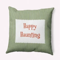 16"x16" Halloween 'Happy Haunting' Square Throw Pillow - E By Design -Halloween Home Decor Store GUEST c1f52093 ced4 4b40 b3ee b9092b443780