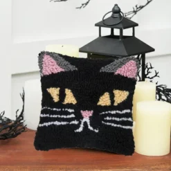 C&F Home 8" X 8" Spooky Cat Face Hooked Petite Halloween Throw Pillow -Halloween Home Decor Store GUEST cd4d1eb9 c5fb 4dc7 870f ded8af8d8e51