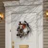National Tree Company Artificial Skeleton's Halloween Wreath, Decorated With Branches, Orange And Black Trim, Berry Clusters, Assorted Leaves, 24 In -Halloween Home Decor Store GUEST ddeda1fc 6113 4677 8146 499dea63c55f