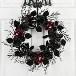 National Tree Company 22" Halloween Black Rose Wreath -Halloween Home Decor Store GUEST de449a50 27f7 4fbb 9d9d 3c4b0abd6fe1
