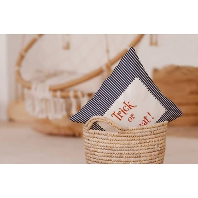 16"x16" Halloween Trick Or Treat Ticking Square Throw Pillow - E By Design 4 16"x16" Halloween Trick Or Treat Ticking Square Throw Pillow - E By Design - Image 2