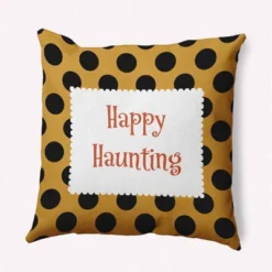 16"x16" Halloween 'Happy Haunting' Dots Square Throw Pillow - E By Design -Halloween Home Decor Store GUEST fff789d5 32af 4ced 9a41 55f5040a0b05